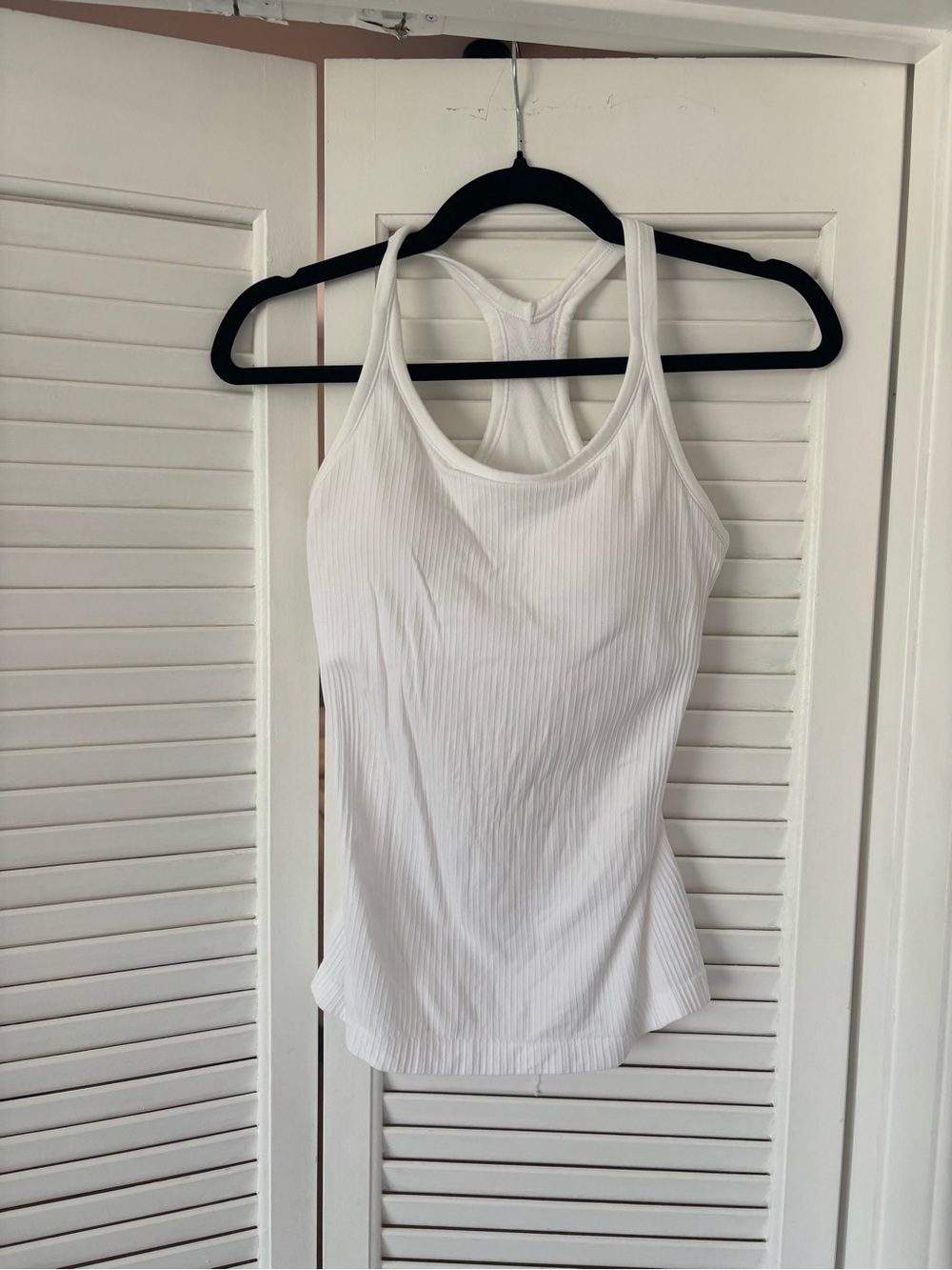 Women's White Ribbed Racerback Tank Top